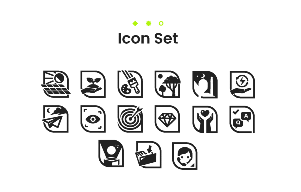 The Future Is Our Canvas icon set from the brand guidelines