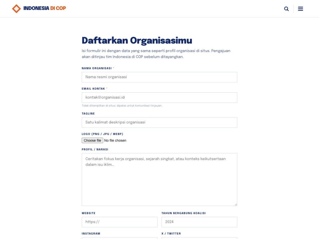 Indonesia di COP list of coalition organisations