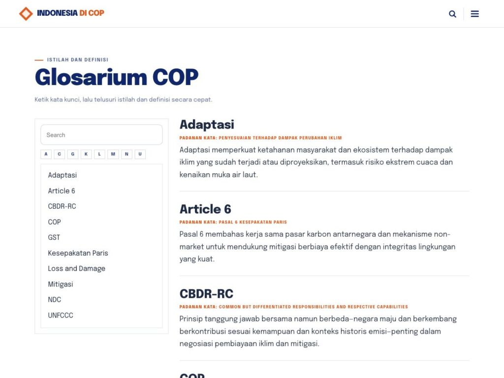 Indonesia di COP searchable COP glossary