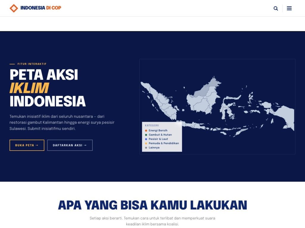 Peta Aksi Iklim Indonesia, the interactive map of civil-society climate initiatives