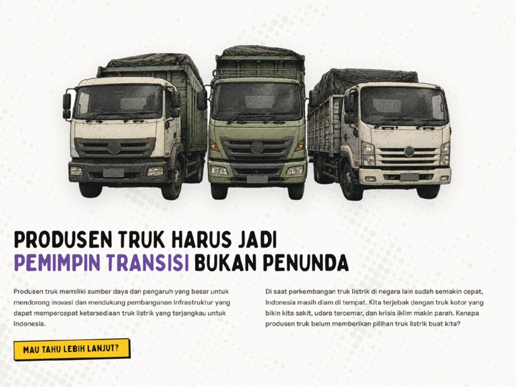 Janji Jangan Ngebul website section on truck manufacturers
